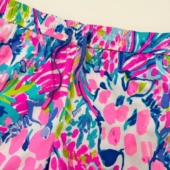 Lilly Pulitzer Womens Pink Blue Gumbo Limbo Run Around Beach Shorts Medium - Picture 2 of 5